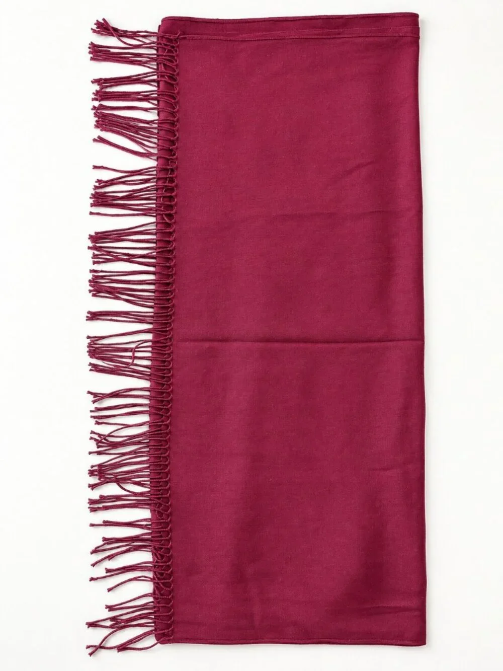 Burgundy Pashmina-Labeled Fringe Scarf Wrap